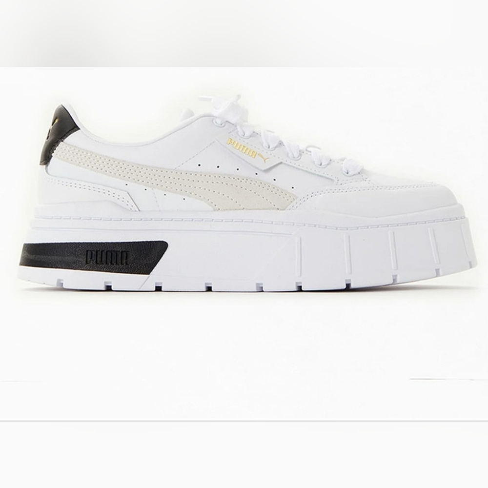 Puma Women's White & Grey Mayze Stacked Sneakers 10.5
